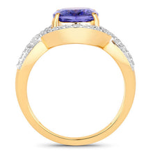 Load image into Gallery viewer, 3.56 Carat Genuine Tanzanite and White Diamond 14K Yellow Gold Ring