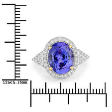 Load image into Gallery viewer, 4.13 Carat Genuine Tanzanite and White Diamond 14K Yellow Gold Ring