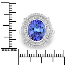Load image into Gallery viewer, 5.17 Carat Genuine Tanzanite and White Diamond 14K White Gold Ring