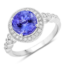 Load image into Gallery viewer, 3.21 Carat Genuine Tanzanite and White Diamond 14K White Gold Ring