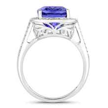 Load image into Gallery viewer, 5.59 Carat Genuine Tanzanite and White Diamond 14K White Gold Ring