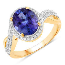 Load image into Gallery viewer, 2.79 Carat Genuine Tanzanite and White Diamond 14K Yellow Gold Ring