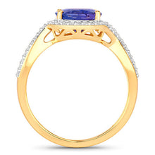 Load image into Gallery viewer, 2.79 Carat Genuine Tanzanite and White Diamond 14K Yellow Gold Ring