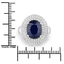 Load image into Gallery viewer, 4.82 Carat Genuine Blue Sapphire and White Diamond 14K White Gold Ring