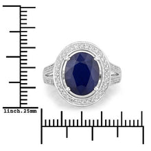 Load image into Gallery viewer, 4.74 Carat Genuine Blue Sapphire and White Diamond 14K White Gold Ring