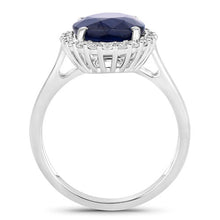 Load image into Gallery viewer, 4.63 Carat Genuine Blue Sapphire and White Diamond 14K White Gold Ring
