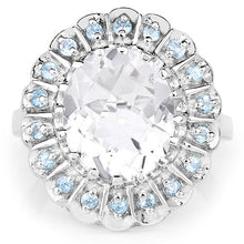 Load image into Gallery viewer, 5.90 Carat Genuine Crystal Quartz and Swiss Blue Topaz .925 Sterling Silver Ring