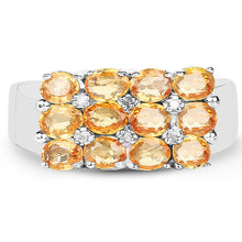 Load image into Gallery viewer, 2.67 Carat Genuine Yellow Sapphire and White Diamond .925 Sterling Silver Ring