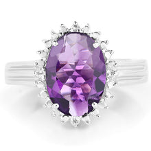 Load image into Gallery viewer, 4.99 Carat Genuine Amethyst and White Topaz .925 Sterling Silver Ring