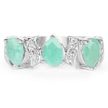 Load image into Gallery viewer, 1.87 Carat Genuine Emerald and White Topaz .925 Sterling Silver Ring