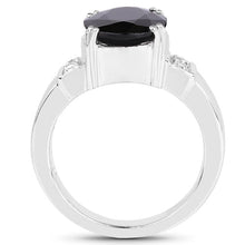 Load image into Gallery viewer, 5.29 Carat Genuine Black Sapphire and White Topaz .925 Sterling Silver Ring
