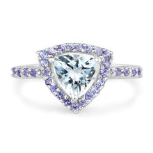 将图片加载到图库查看器,1.41 Carat Genuine Aquamarine & Tanzanite .925 Sterling Silver Ring