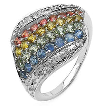 将图片加载到图库查看器,1.97 Carat Genuine Multi Stone .925 Sterling Silver Ring
