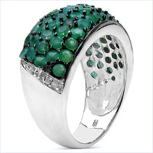 Load image into Gallery viewer, 2.90 Carat Genuine Emerald & White Diamond .925 Sterling Silver Ring