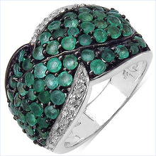 将图片加载到图库查看器,2.28 Carat Genuine Emerald & White Topaz .925 Sterling Silver Ring