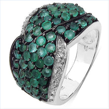 将图片加载到图库查看器,2.28 Carat Genuine Emerald & White Topaz .925 Sterling Silver Ring