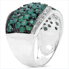 将图片加载到图库查看器,2.28 Carat Genuine Emerald & White Topaz .925 Sterling Silver Ring
