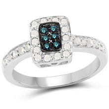 Load image into Gallery viewer, 0.36 Carat Genuine Blue Diamond and White Diamond .925 Sterling Silver Ring