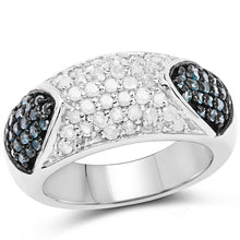 Load image into Gallery viewer, 0.94 Carat Genuine Blue Diamond and White Diamond .925 Sterling Silver Ring