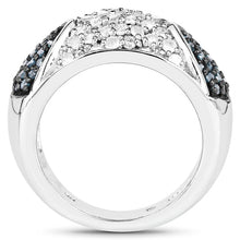 Load image into Gallery viewer, 0.94 Carat Genuine Blue Diamond and White Diamond .925 Sterling Silver Ring