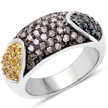 Load image into Gallery viewer, 0.95 Carat Genuine Blue Diamond, Champagne Diamond & Yellow Diamond .925 Sterling Silver Ring