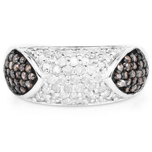 Load image into Gallery viewer, 0.94 Carat Genuine Champagne Diamond and White Diamond .925 Sterling Silver Ring