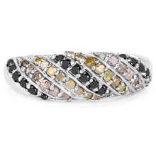 Load image into Gallery viewer, 0.63 Carat Genuine Champagne Diamond, Yellow Diamond & Black Diamond .925 Sterling Silver Ring