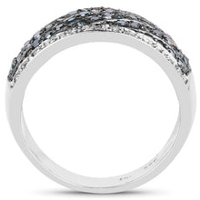 Load image into Gallery viewer, 0.80 Carat Genuine Blue Diamond and White Diamond .925 Sterling Silver Ring