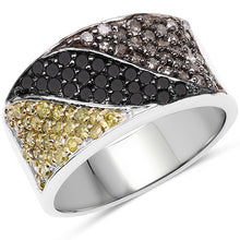 将图片加载到图库查看器,1.32 Carat Genuine multi Diamond .925 Sterling Silver Ring