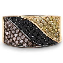 Load image into Gallery viewer, 14K Yellow Gold Plated 1.25 Carat Genuine Black Diamond, Champagne Diamond & Yellow Diamond .925 Sterling Silver Ring