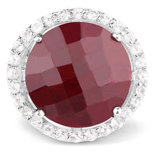 Load image into Gallery viewer, 13.10 Carat Dyed Ruby and White Topaz .925 Sterling Silver Ring