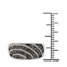 将图片加载到图库查看器,0.64 Carat Genuine Champagne Diamond & White Diamond .925 Sterling Silver Ring