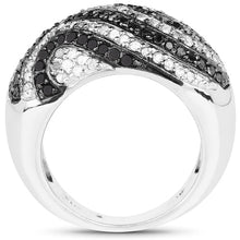 Load image into Gallery viewer, 1.26 Carat Genuine Black Diamond and White Diamond .925 Sterling Silver Ring