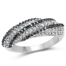 Load image into Gallery viewer, 1.25 Carat Genuine Blue Diamond & White Diamond .925 Sterling Silver Ring