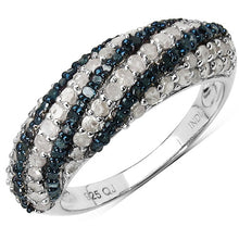 Load image into Gallery viewer, 1.25 Carat Genuine Blue Diamond and White Diamond .925 Sterling Silver Ring