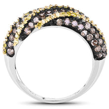 Load image into Gallery viewer, 1.25 Carat Genuine Champagne Diamond and Yellow Diamond .925 Sterling Silver Ring