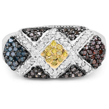 将图片加载到图库查看器,0.61 Carat Genuine Multi Diamond .925 Sterling Silver Ring