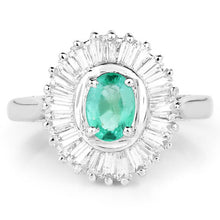 将图片加载到图库查看器,2.16 Carat Genuine Zambian Emerald and White Topaz .925 Sterling Silver Ring