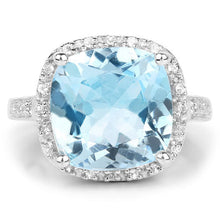 Load image into Gallery viewer, 7.18 Carat Genuine Blue Topaz and White Topaz .925 Sterling Silver Ring