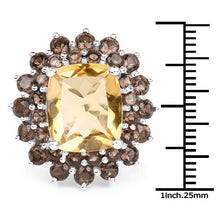 Load image into Gallery viewer, 8.95 Carat Genuine Citrine and Smoky Quartz .925 Sterling Silver Ring