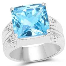 Load image into Gallery viewer, 7.50 Carat Genuine Swiss Blue Topaz .925 Sterling Silver Ring