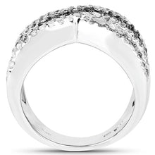 将图片加载到图库查看器,1.57 Carat Genuine Blue Diamond, White Diamond & Black Diamond .925 Sterling Silver Ring