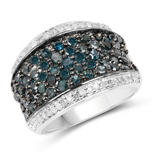 Load image into Gallery viewer, 1.38 Carat Genuine Blue Diamond and White Diamond .925 Sterling Silver Ring