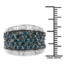 Load image into Gallery viewer, 1.38 Carat Genuine Blue Diamond and White Diamond .925 Sterling Silver Ring