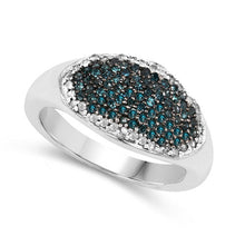 Load image into Gallery viewer, 0.45 Carat Genuine Blue Diamond and White Diamond .925 Sterling Silver Ring