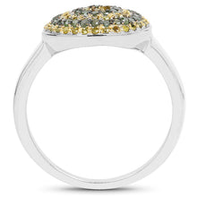Load image into Gallery viewer, 0.39 Carat Genuine Green Diamond and Yellow Diamond .925 Sterling Silver Ring