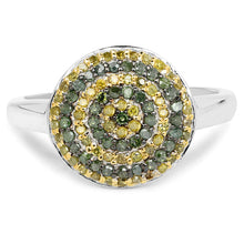 Load image into Gallery viewer, 0.39 Carat Genuine Green Diamond and Yellow Diamond .925 Sterling Silver Ring