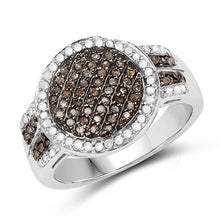 Load image into Gallery viewer, 0.44 Carat Genuine Champagne Diamond and White Diamond .925 Sterling Silver Ring