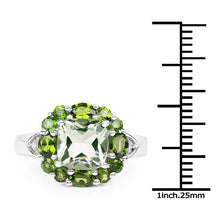 Load image into Gallery viewer, 3.49 Carat Genuine Green Amethyst, Chrome Diopside & White Topaz .925 Sterling Silver Ring
