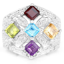 将图片加载到图库查看器,1.67 Carat Genuine Multi Stone .925 Sterling Silver Ring